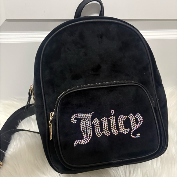 Juicy Couture Handbags - NWT Juicy Couture Black Backpack with Rhinestone Logo
